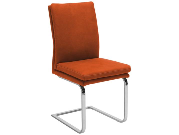 Novel Schwingstuhl, Orange, Chrom, Metall, Uni, U-Form, 47x100x64 cm, Lederauswahl, Stoffauswahl, Esszimmer, Stühle, Esszimmerstühle, Schwingstühle