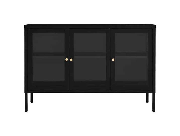 Enfilade de rangement Noir - Buffet bas - noir - 105x35x70cm Acier et verre 732 979505511