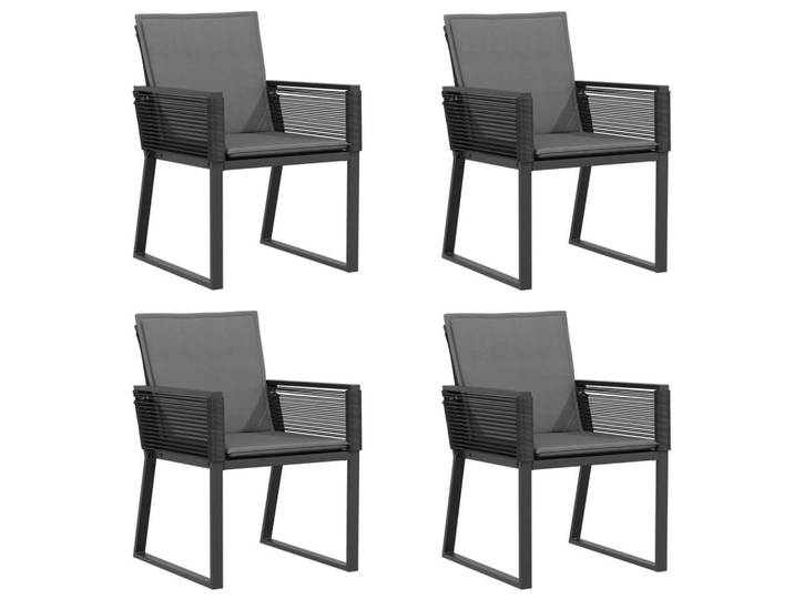 vidaXL Gartenstühle Mit Kissen 4er Set Schwarz Poly Rattan, Kunststoff, 53x79x59 cm, Gartenmöbel, Gartensessel, Gartenstühle