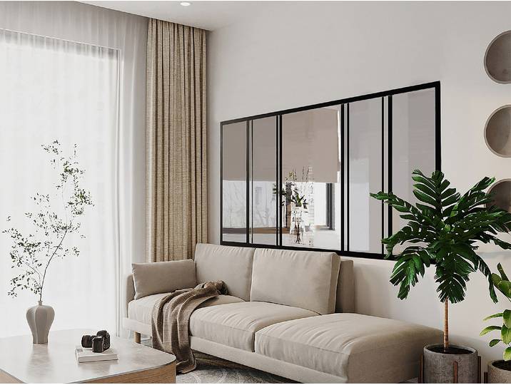 Schiebe-Innenfenster aus pulverbeschichtetem Aluminium Schwarz 180 x 105 cm (B x H) – RAVENA