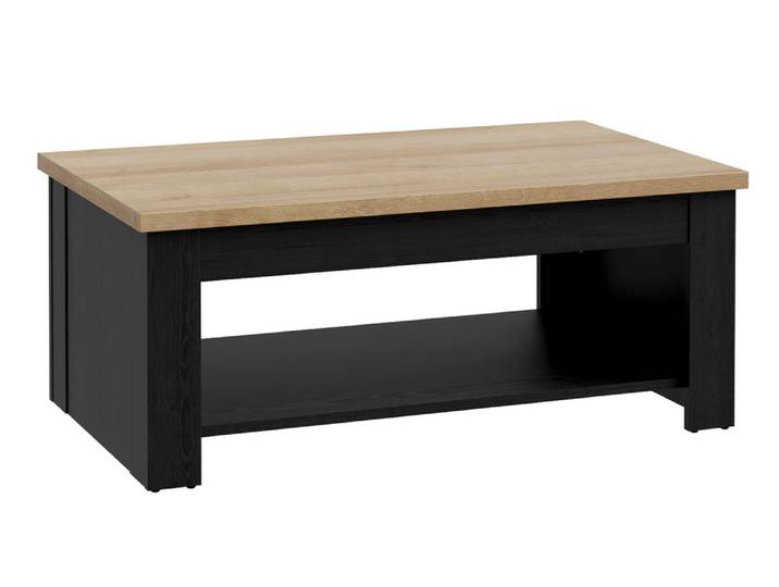Table basse relevable Duro salle à manger chene riviera/chene noir - Basika