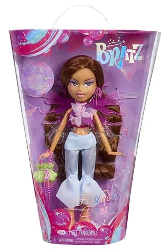 Bratz Fashion Pixiez Yasmin verzamelbare fantasiepop met accessoires en vleugels die veranderen in een ring, 22 cm