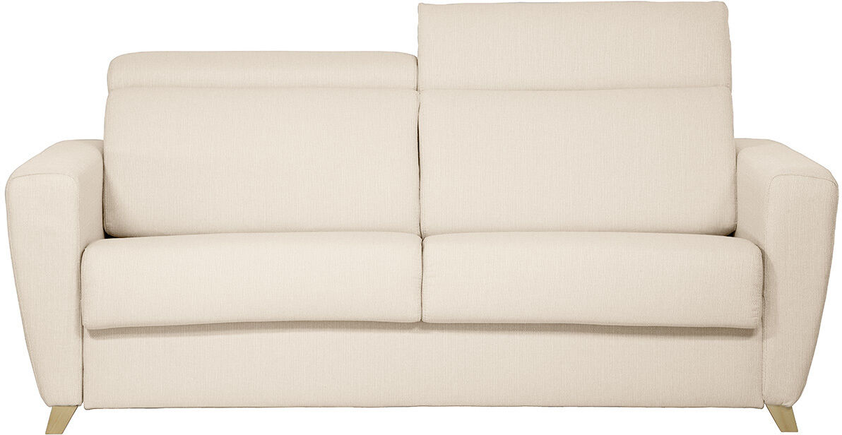 Miliboo Schlafsofa verstellbare Kopfstütze naturbeige 140x190 cm GOYA