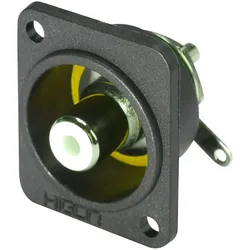 HICON Cinch (RCA), 2-pol , Metall-, Löttechnik-Einbaubuchse, vernickelte(r) Kontakt(e), Type D, schwarz