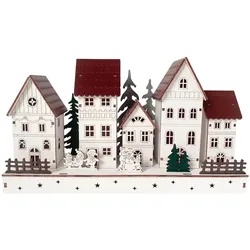 HTI-Living, Weihnachtsbeleuchtung, Weihnachtshäuser mit spielenden Kindern LED Winterdeko