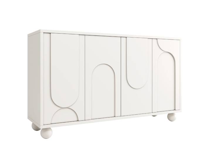 Buffet moderne blanc motif U 120x35x71cm