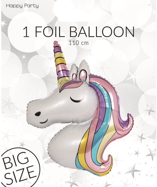 No-Name Ballon, Folie, Enhjørning, 110 Cm, 1 Stk.