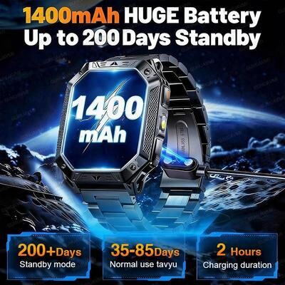 Inspired Living Rugged GPS Smartwatch With AMOLED Display & 10ATM Waterproof Military Smartwatch For Men gray