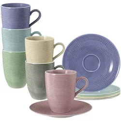 Seltmann Weiden Henkelbecher mit Untertassen Beat Color Glaze 350 ml 6er Set