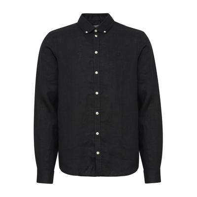 Langarmhemd CASUAL FRIDAY "Langarmhemd CFAnton", Herren, Gr. L, N-Gr, schwarz (schwarz beauty), Obermaterial: 100% Leinen LI., Hemden