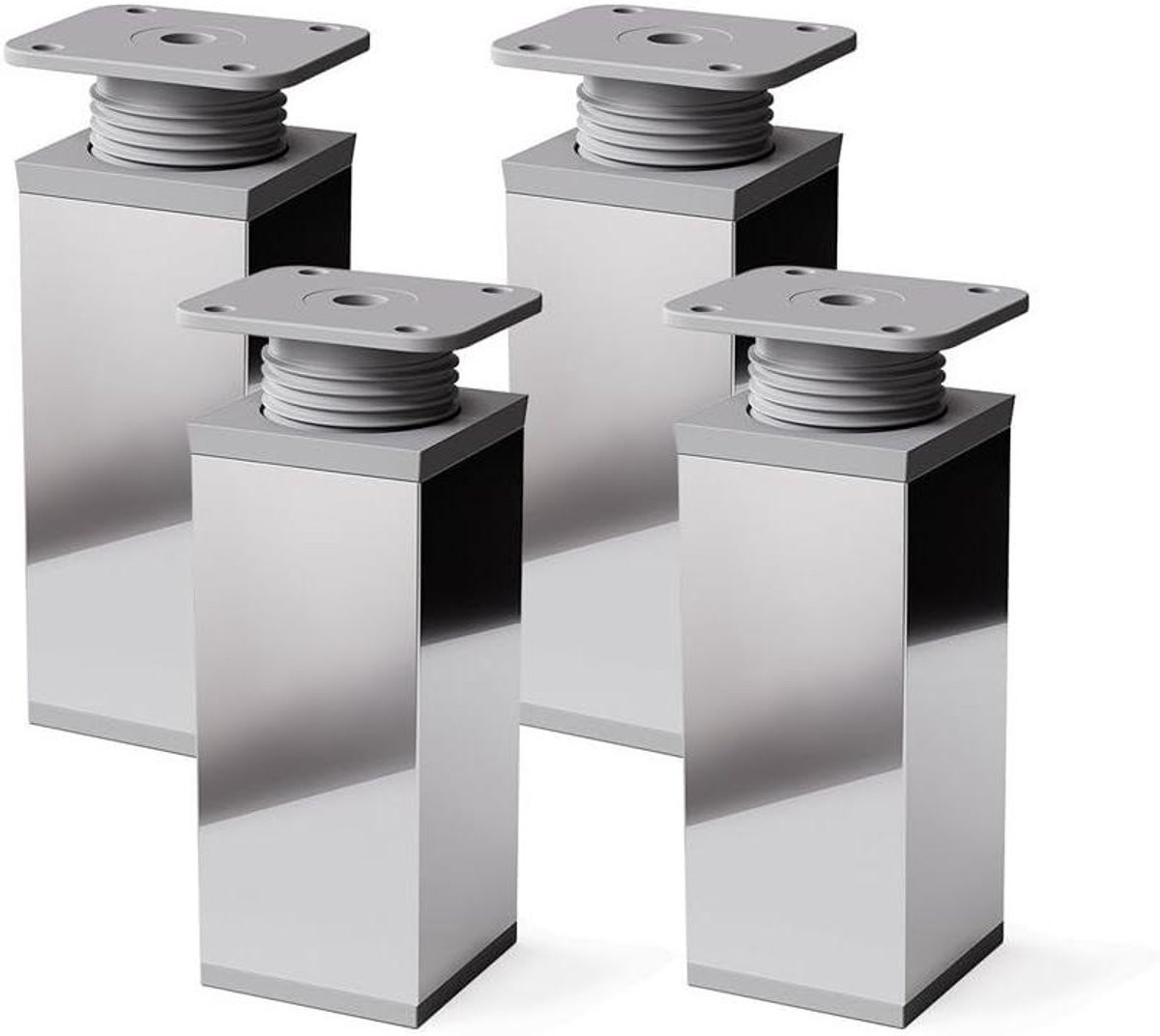 Verstelbare meubelpoten in chroomlook met hoogtecompensatie - 120 mm