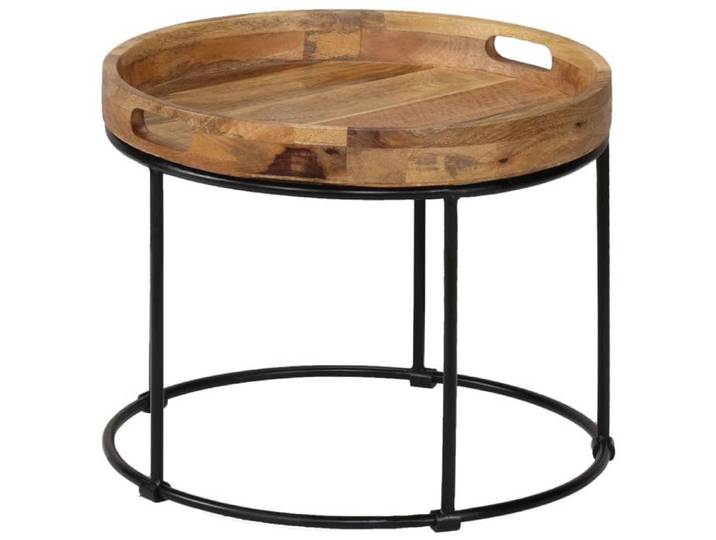 （Brun）1X Table basse table de salon table d'appoint Bois de manguier massif et acier 50x40cm sfj48351999