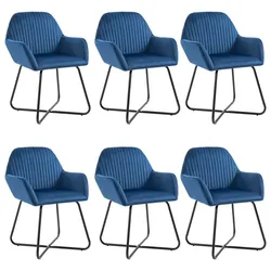 vidaXL Esszimmerstühle 6 Stk. Blau Samt