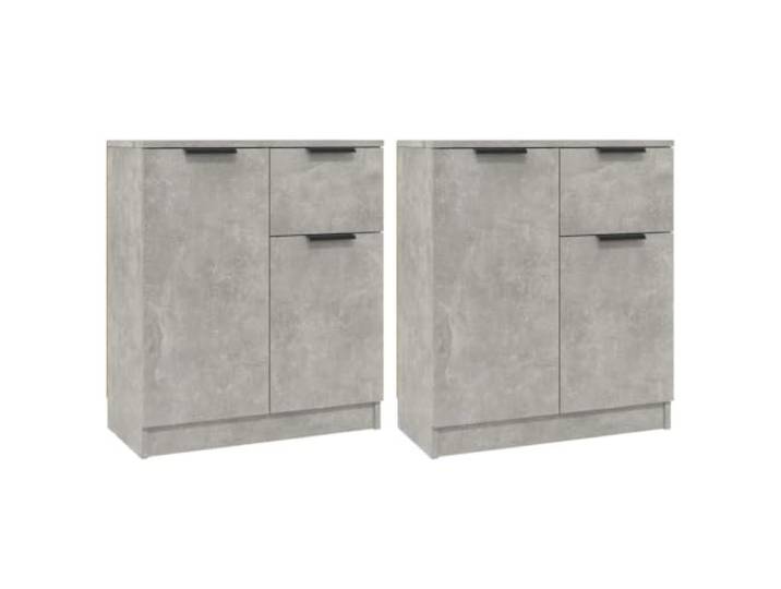 Kaorsrow Sideboard 2er Set Betongrau 60x30x70 cm Holzwerkstoff Kommode Kompakte Beistellschränke im Betondekor für Wohnzimmer und Flur mit reichlich Stauraum.