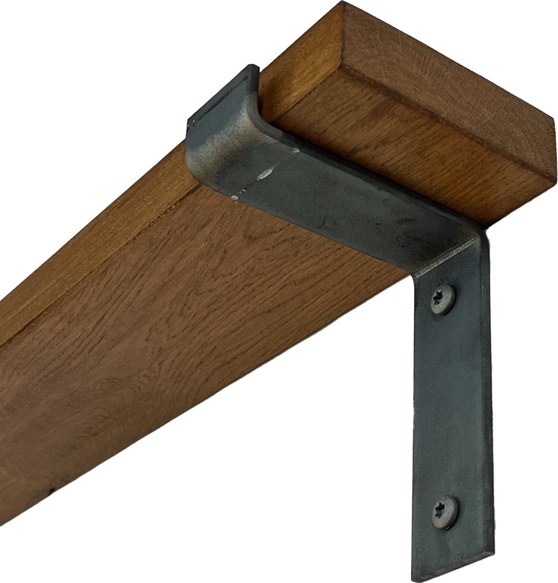 GoudmetHout Wandplank Industrieel Donker Eiken met 2 Plankdragers van Ruw Staal