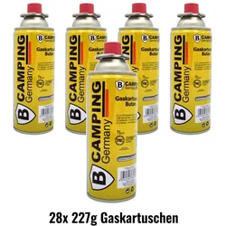 28x Butan Gaskartusche 227g, Ventilkartusche  für Gaskocher und Gasbrenner, Farb...