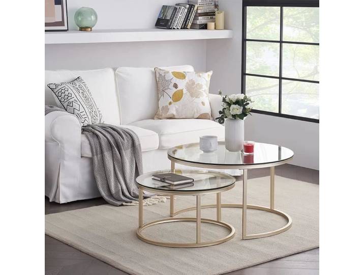 BenyLed Table Basse Scandinave Table Lot de 2 Tables Basses Gigognes Modernes Verre