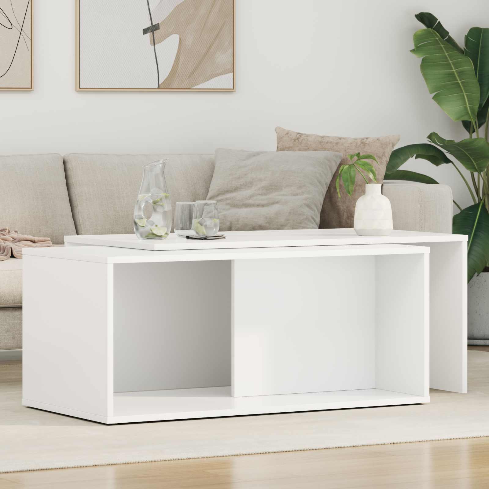 vidaXL Juego de Mesas de Centro 2 uds. 90 x 48 x 40 cm Blanco