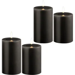 Novaliv, LED Kerzen, 4er Set Led Kerzen flackernde Flamme mit Echtwachspiegel grau 7,5cm ø 2x 12, 5cm, 2x10 cm Höhe, LED (4x)