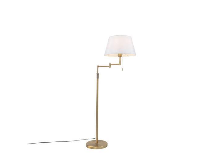 Lampadaire en bronze avec abat-jour blanc et bras réglable -