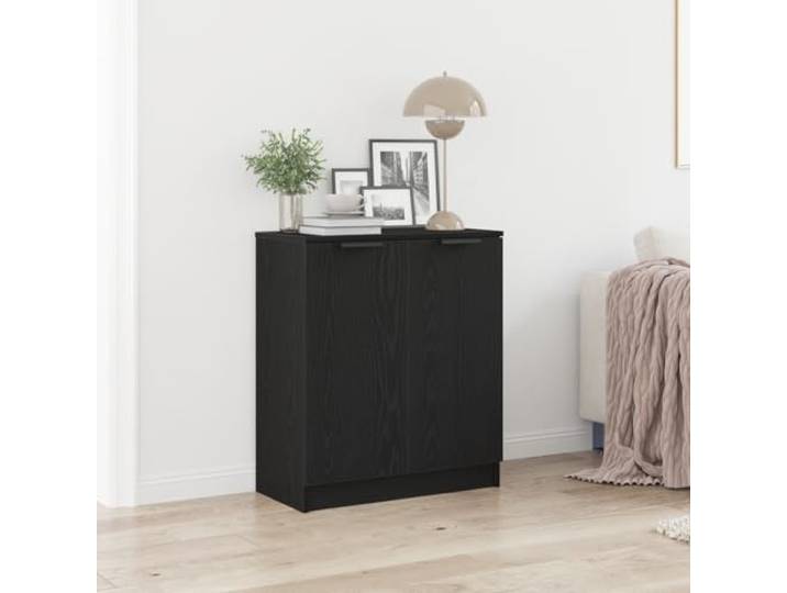 RJPLMFV Anrichte Eiche Schwarz 60 x 30 x 70 cm Holz TV-Schrank für Wohnzimmer, modulare Regale, glatte Türen, Esszimmer-Aufbewahrung