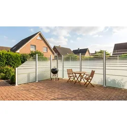 Glas Sichtschutzelement San Diego 51,5 x 120 cm – Sichtschutzwand aus Glas, Satinato – rechteckiges Element – für Garten Windschutz & Trennwand