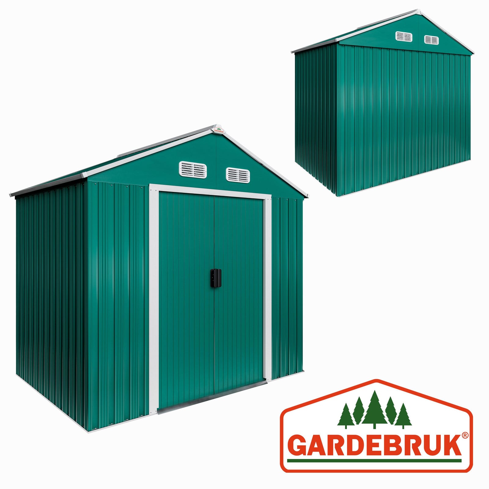 Gardebruk Tuinhuis in groen metaal, B/D/H: 200 x 125 x 180 cm