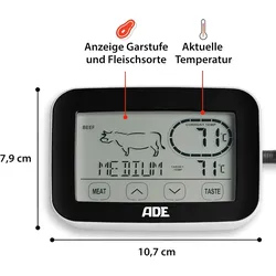 ADE Funk-Bratenthermometer schwarz-weiß