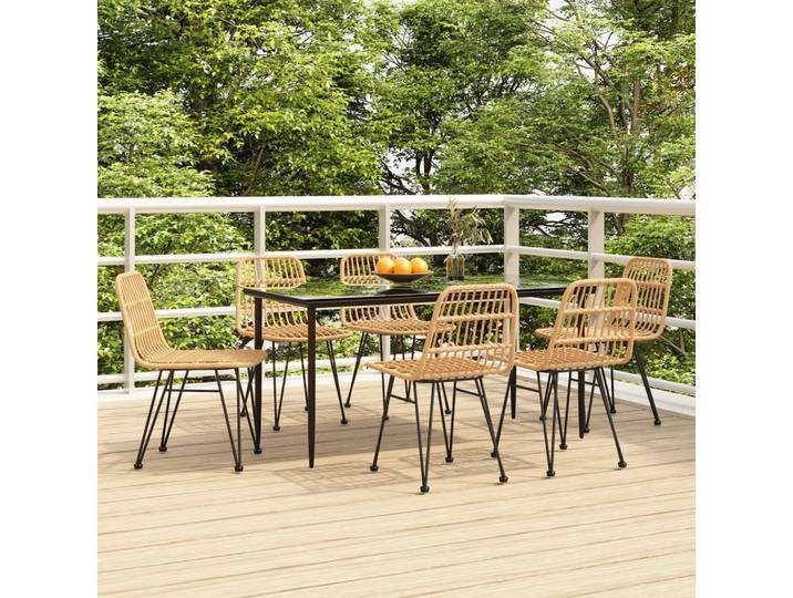 vidaXL 7-tlg. Garten-Essgruppe Poly Rattan