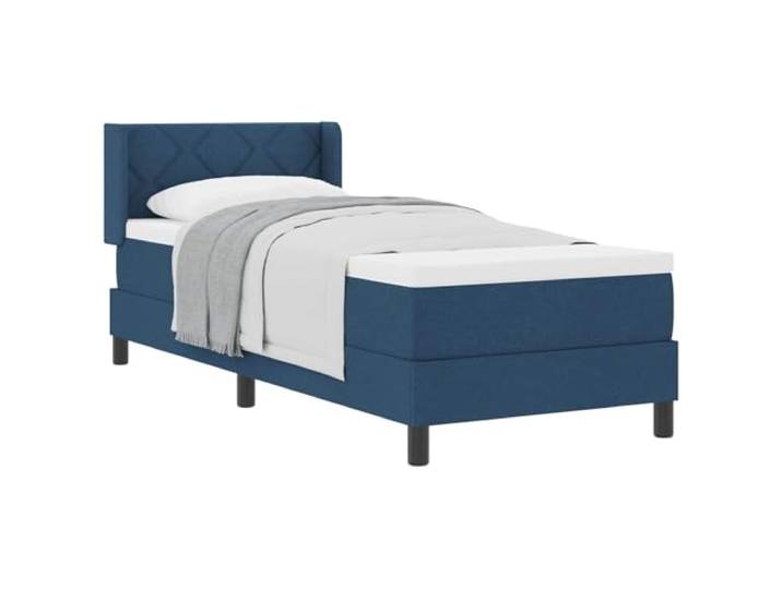 PUGYNBK Boxspringbett, Blau, 200 x 80 cm, Polyestergewebe Verstellbares Kopfteil, Kiefernholz, mittlere Festigkeit, Taschenfedern, modernes Design