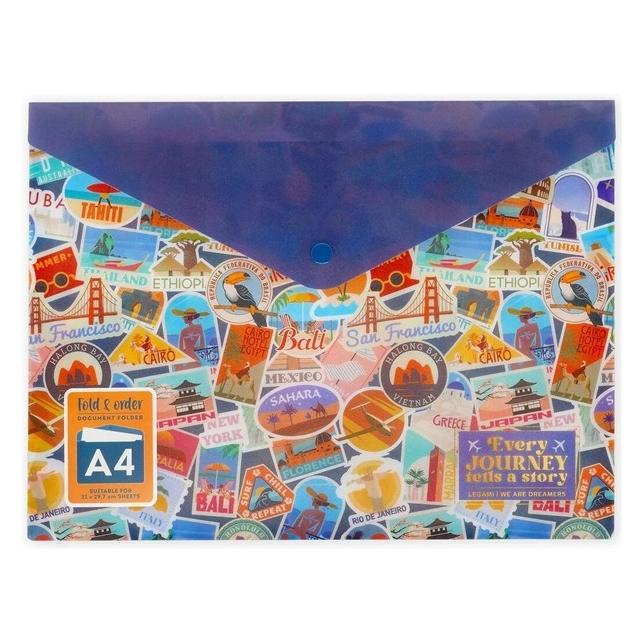 Legami Fold & Order Dokumentenmappe Travel Stickers, Aktenmappe, Dokumententasche, A4, PFB0002 (A4) (VPFB0003)