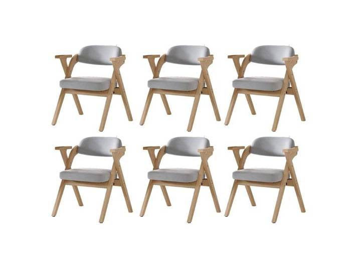 Chaises pliantes design en velours gris - Lot de 6 chaises salle à manger modernes en bois massif - Rangement facile