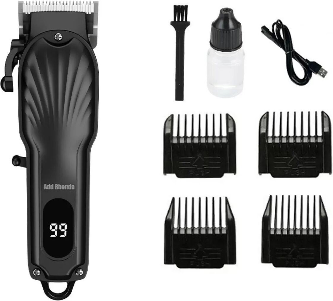 INF Professionelle kabellose wiederaufladbare elektrische Haarschneidemaschine mit Keramikklinge & LCD-Display Schwarz