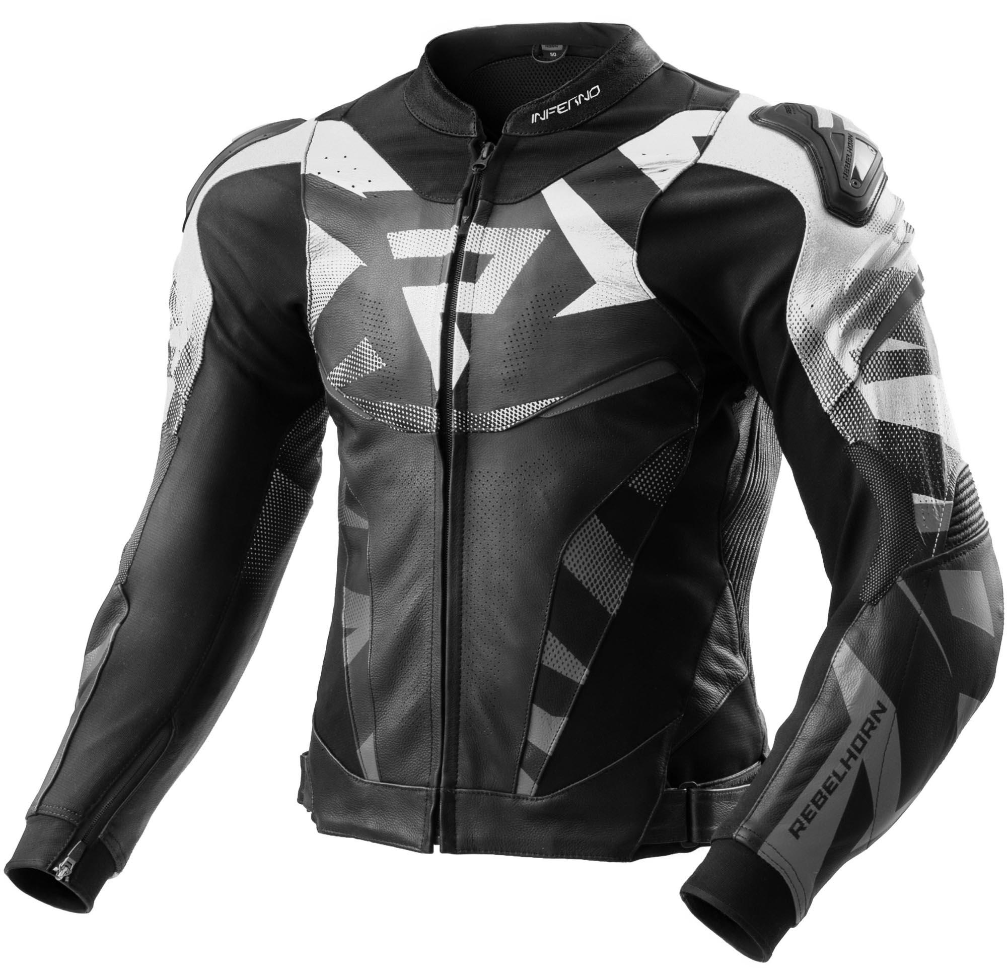 Rebelhorn Inferno Motorrad Lederjacke, schwarz/weiß, 56