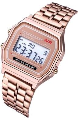 Fusion Finds Digital Watch With Stainless Steel Strap Business Sports Wrist Watch For Men & Women rose Gold