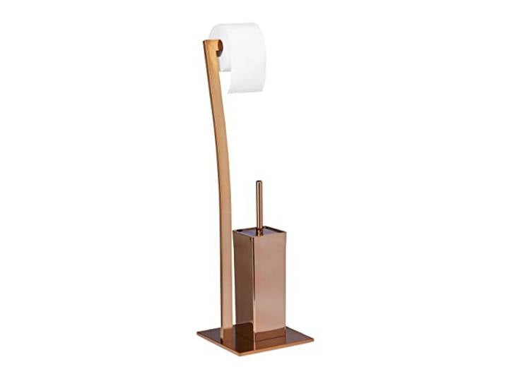 Relaxdays Support de Papier-Toilette avec Porte-Brosse WIMEDO 71 x 20 x 20 cm INOX laqué Porte-Rouleau Bain\, cuivré