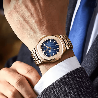 Inspire Essentials POEDAGAR Luxury Square Mens Watch Stainless Steel Waterproof Quartz Design silver White