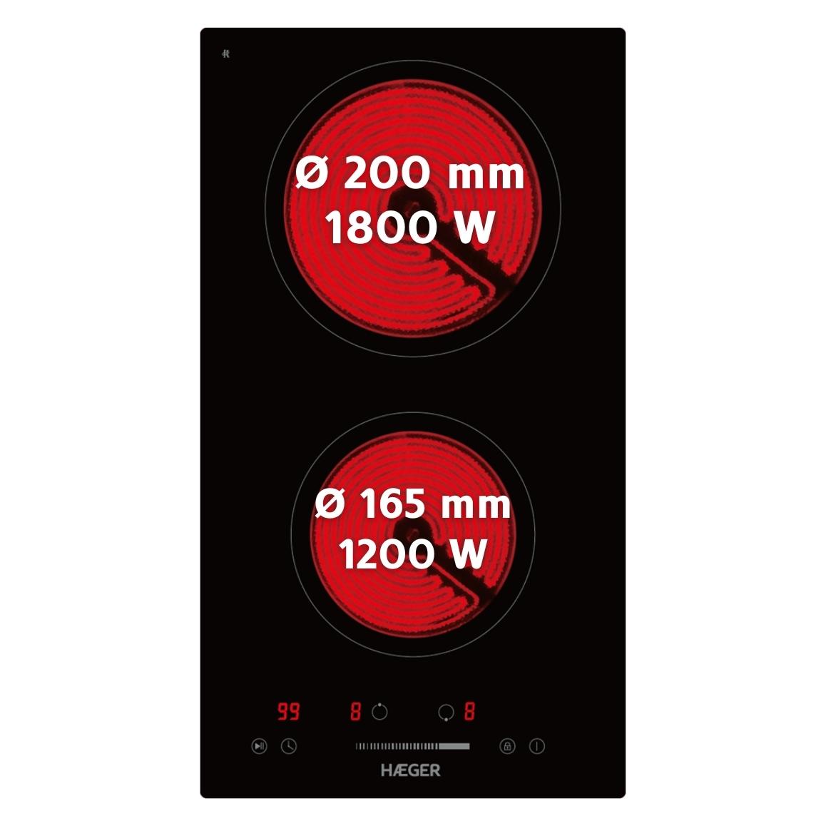 Haeger VH-002.003A Vitro Heat 3000 Stikla keramikas plits virsma 3000W VH-002.003A (5608475041907) (28.80 cm, Glaskeramik Kochfeld) (VH-002.003A)