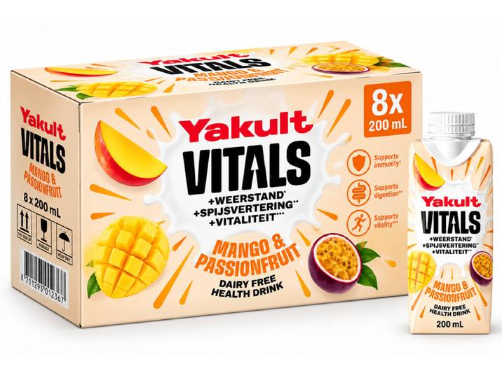 Yakult Vitals Mango Passievrucht Smaak 200 ml × 8