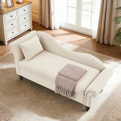 Modern Velvet Chaise Lounge,Lounge Sofa with Storage for Bedroom, Living Room and Office