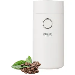 Adler AD 4446ws Elektrische Kaffeemühle Weiß-Silber aus Edelstahl 150 W Gewürzmühle Chilimühle