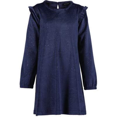Jerseykleid BLUE SEVEN "Samtkleid", Damen, Gr. 98, Langarm, blau (5900, nachtblau), 98% Polyester, 2% Elasthan, normal, Rundhals, Kleider Jerseykleid