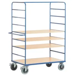 ROLLCART Hoher Etagenwagen 120x80 cm Holz-Ladefläche blau, 140x188x80 cm