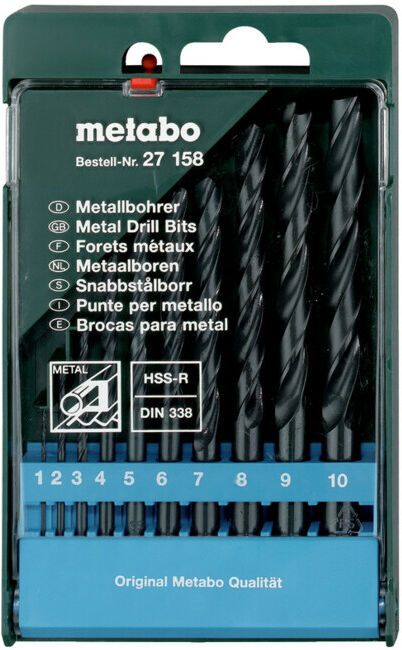 Coffret de forets HSS-R, 10 pièces metabo (627158000)