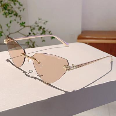 Inspired Living Vintage Y2K Rimless Triangle Cat Eye Sunglasses Retro Punk Designer Shades champagne