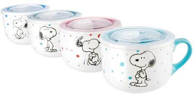Peanuts 4 Pack 25OZ Soup Bowls w/ Lids