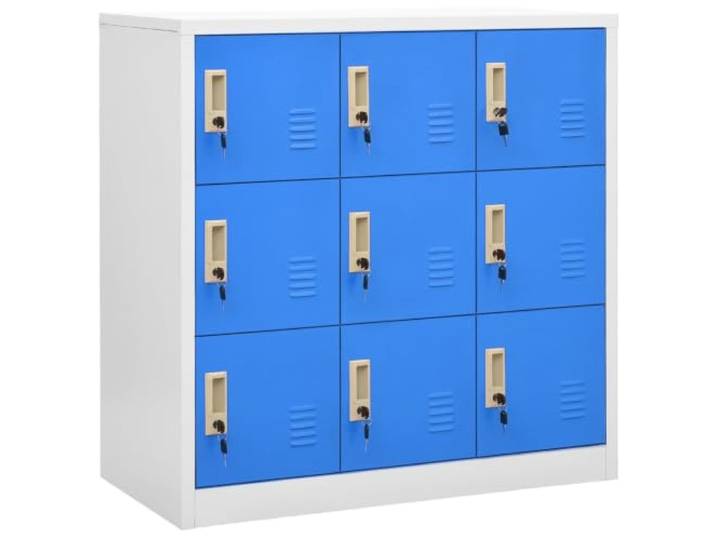 RJPLMFV Schrank aus Stahl, 2-teilig, hellgrau und blau, 90 x 45 x 92,5 cm Sichere Aufbewahrung, langlebige Metallplatten, abschließbare Türen, für Schule und Beruf, zweifarbiges Design