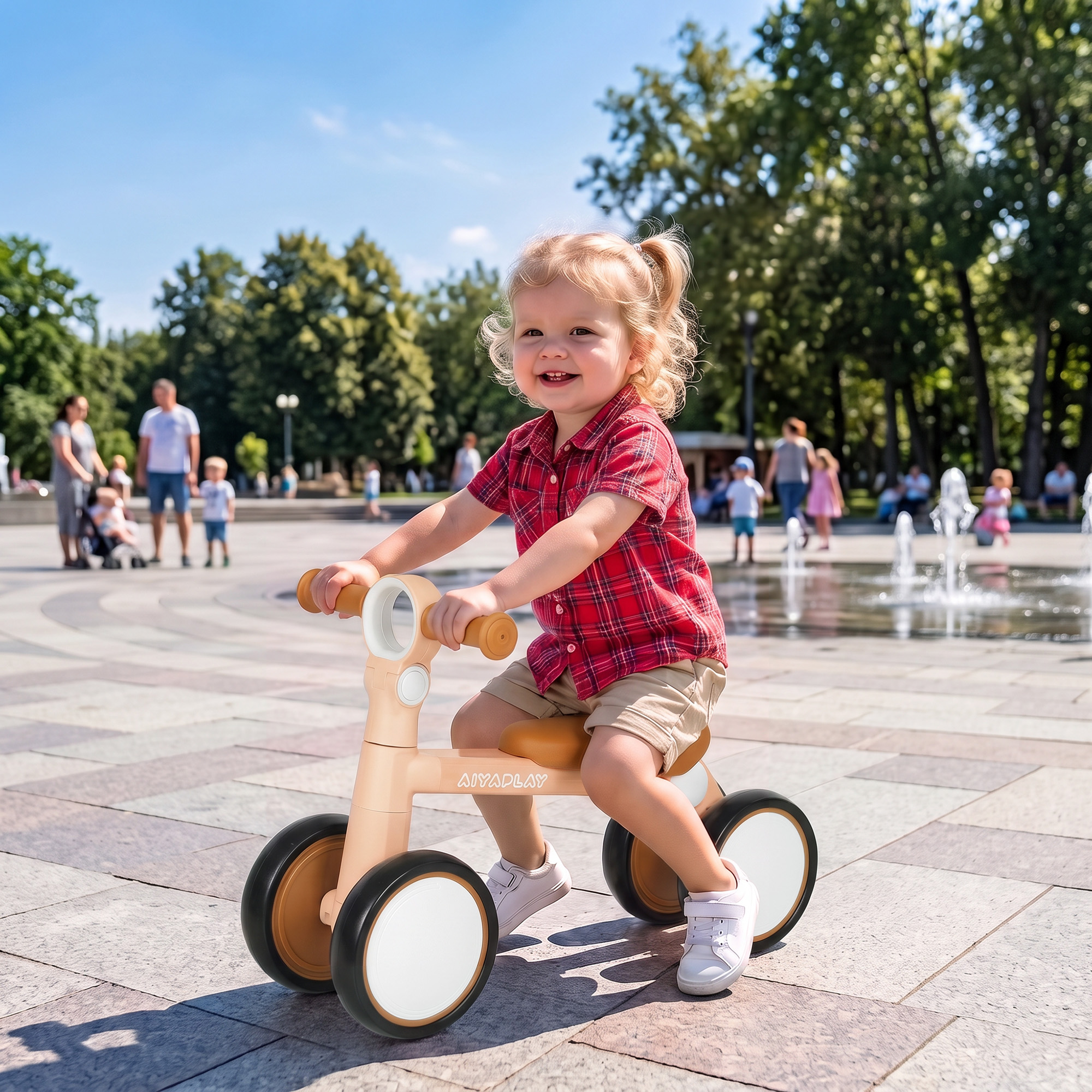 Aiyaplay Bici senza pedali per Bambini 1-2 anni con sella e manubrio regolabili, 57x28.5x40 cm, Rosa   Aosom Italy