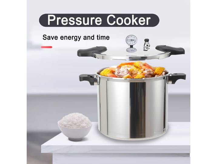 Casserole à pression en alliage d'aluminium 22L, 90Kpa, épaissie, anti-explosion, avec manomètre et soupape de sécurité