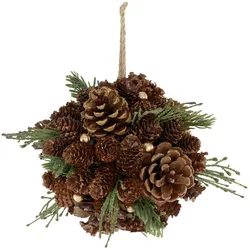 Chic Antique Fleur Aufhänger aus Tannenzapfen und Glitzer, D16 cm, natur